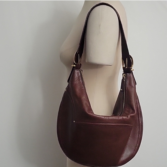 Michael Michael Kors Dark Brown Leather Large Crescent Shoulder Bag EUC - Picture 4 of 11